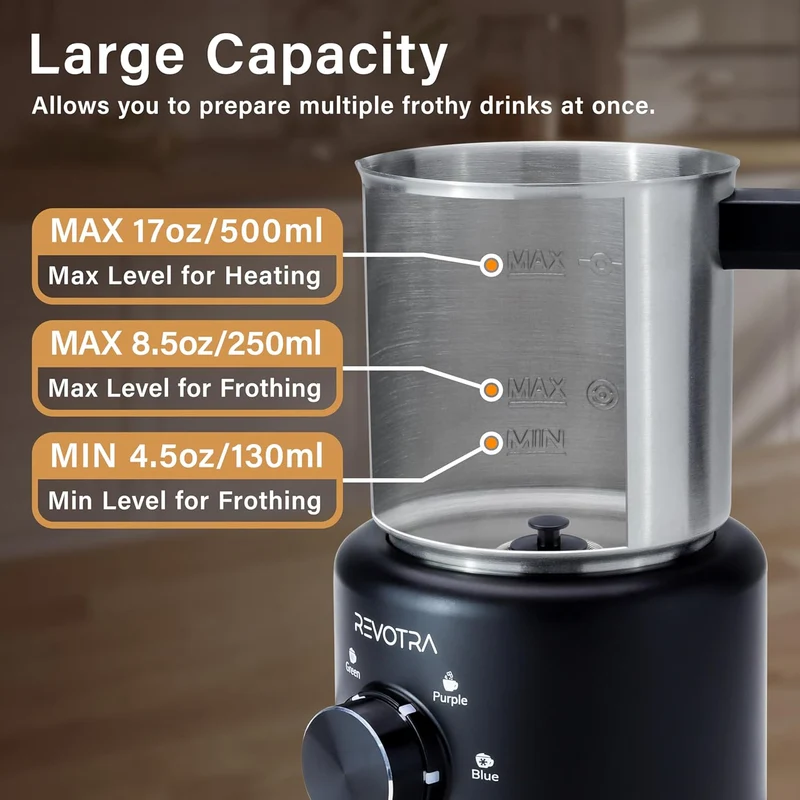 Milchaufschäumer Elektrisch | 4-in-1 Milchschäumer mit 500 ml Edelstahlbehälter