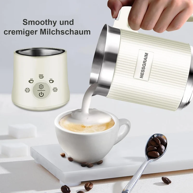 Milchaufschäumer Elektrisch | 5-in-1 Milchschäumer mit Kakaofunktion & spülmaschinenfest