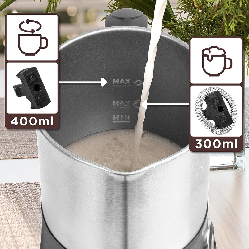 Elektrischer Milchaufschäumer | 400-ml-Induktionsaufschäumer für heißen und kalten Milchschaum