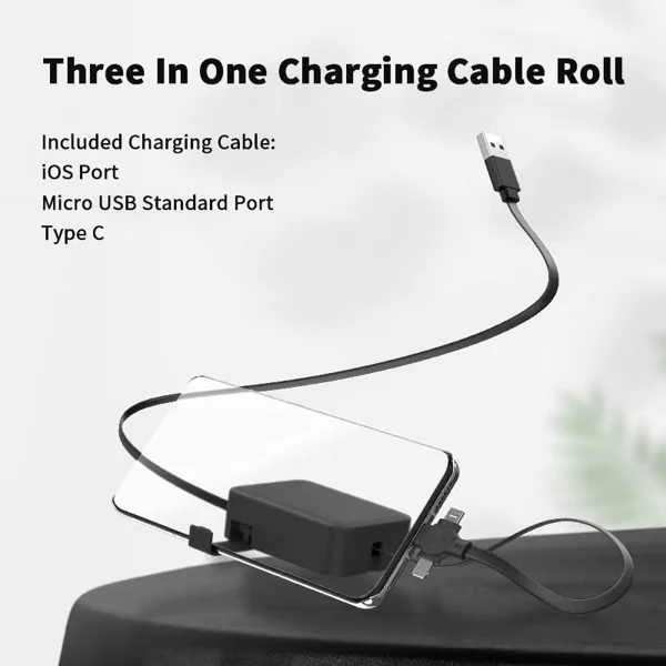 3-in-1 Ladekabel | Ausziehbares 1-m-Kabel mit USB-C, Micro-USB und Lightning-Anschluss für unterwegs