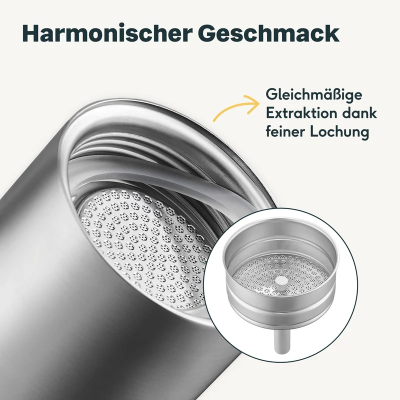 Espressokocher-Set | 3-teilig mit manueller Kaffeemühle, Milchaufschäumer und Zubehör für bis zu 6 Tassen