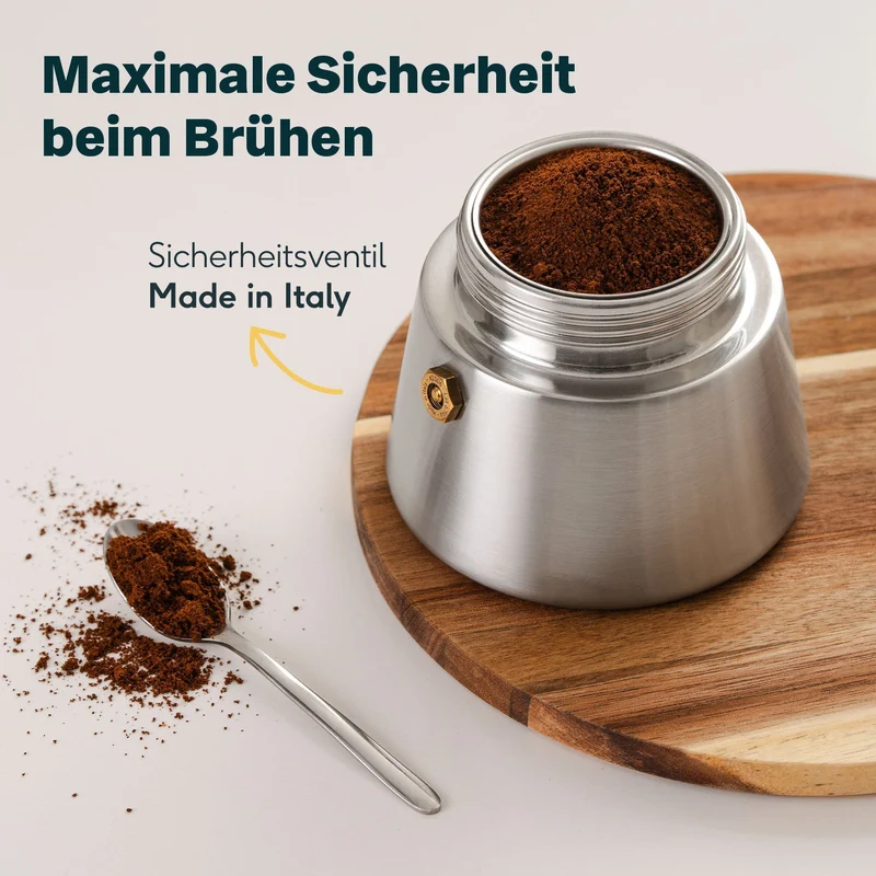 Espressokocher-Set | 3-teilig mit manueller Kaffeemühle, Milchaufschäumer und Zubehör für bis zu 6 Tassen