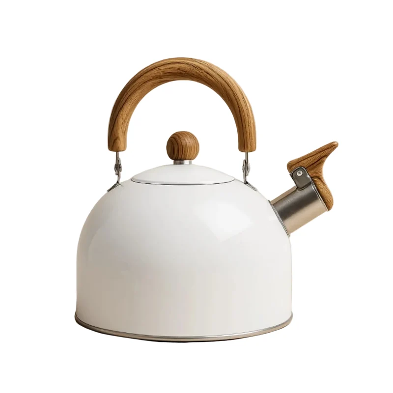 Wasserkessel für Induktion und Herd | 3-Liter-Edelstahlkessel im Retro-Look mit Flötenalarm und klappbarem Griff