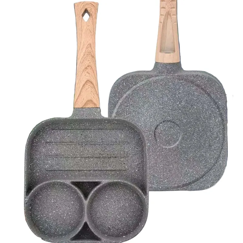 Omelett Pfanne 4 Mulden Antihaft | QuadraSizzle Aluminium Pfanne für Gas & Induktion | Gleichmäßiges Garen