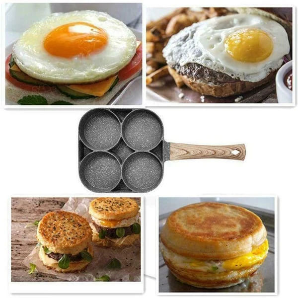 Omelett Pfanne 4 Mulden Antihaft | QuadraSizzle Aluminium Pfanne für Gas & Induktion | Gleichmäßiges Garen