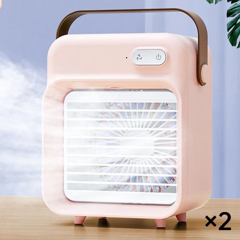 Tragbarer Mini-Luftkühler mit Sprühnebel | Wiederaufladbarer 2400 mAh Ventilator | 3 Geschwindigkeitsstufen