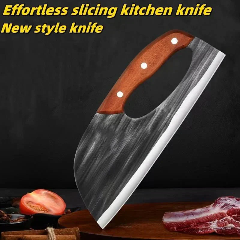Küchenmesser aus Edelstahl mit ergonomischem Griff | Präzisionsmesser für Fleisch, Gemüse & Kräuter | Rutschfester Holzgriff
