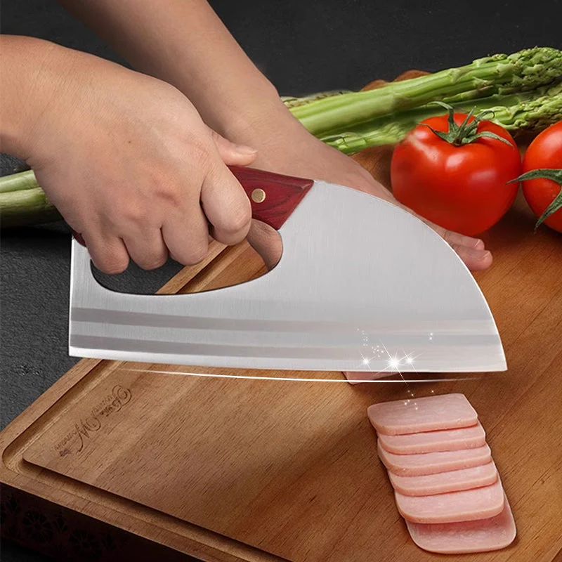 Küchenmesser aus Edelstahl mit ergonomischem Griff | Präzisionsmesser für Fleisch, Gemüse & Kräuter | Rutschfester Holzgriff