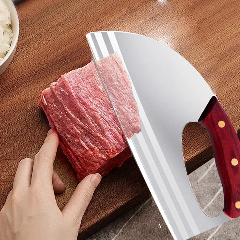 Küchenmesser aus Edelstahl mit ergonomischem Griff | Präzisionsmesser für Fleisch, Gemüse & Kräuter | Rutschfester Holzgriff