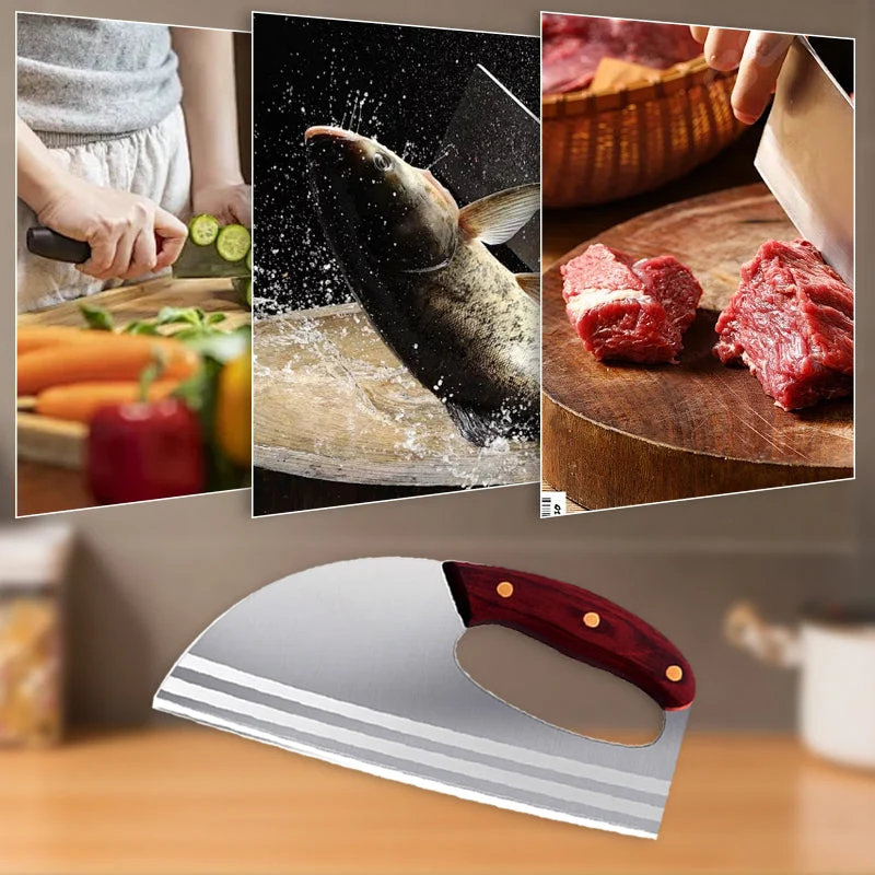 Küchenmesser aus Edelstahl mit ergonomischem Griff | Präzisionsmesser für Fleisch, Gemüse & Kräuter | Rutschfester Holzgriff