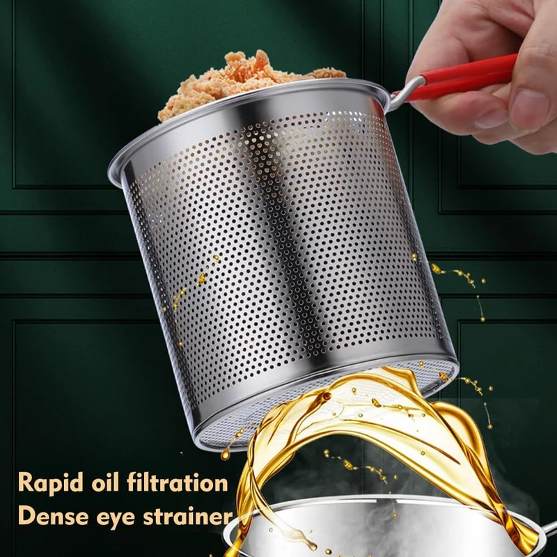 Edelstahl Frittiertopf mit Siebeinsatz | Öl-Sparender Frittier- & Kochtopf für Induktion und Gas | 13 cm
