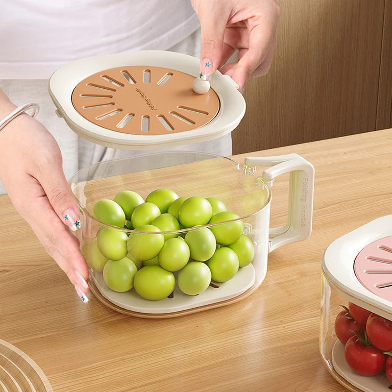 Abtropfkorb ausziehbar mit Deckel | Multifunktionaler Obst- & Gemüsesiebkorb | Platzsparende Frischhaltebox für die Küche