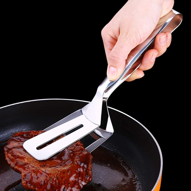 Edelstahl Küchenzange mit Wender | 2-in-1 Grillzange aus 304 Edelstahl | Kochzange für Grill, Pfanne & Küche