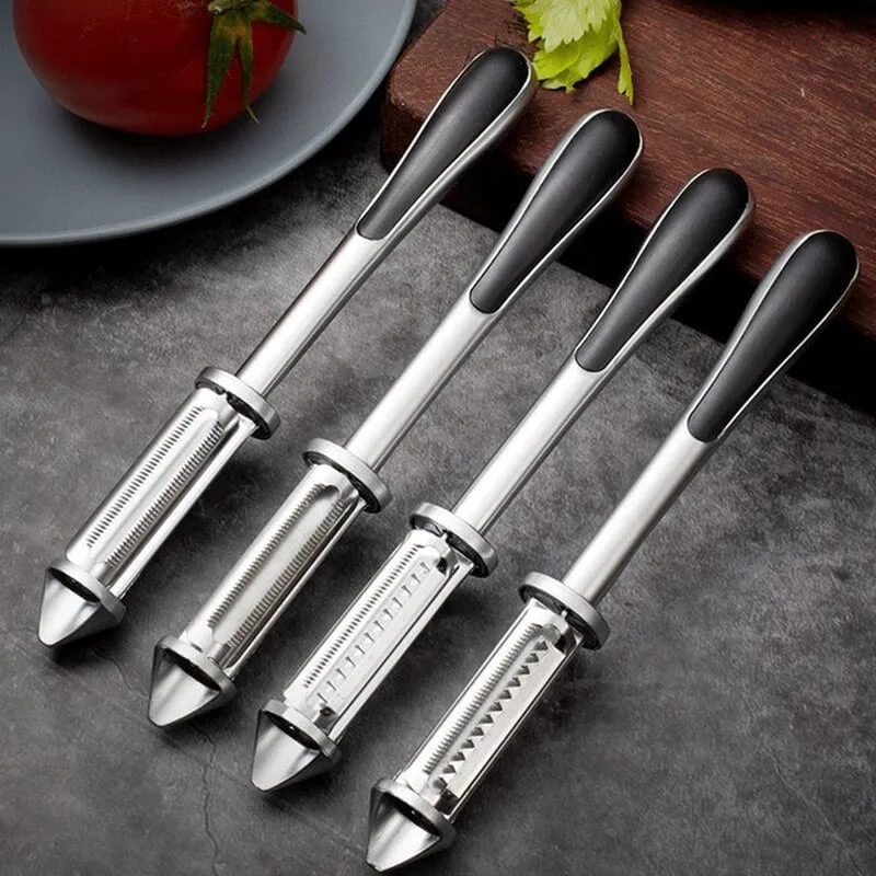 Edelstahl Sparschäler Set | Scharfer Gemüseschäler für Kartoffeln, Obst und Gemüse | Küchenhelfer