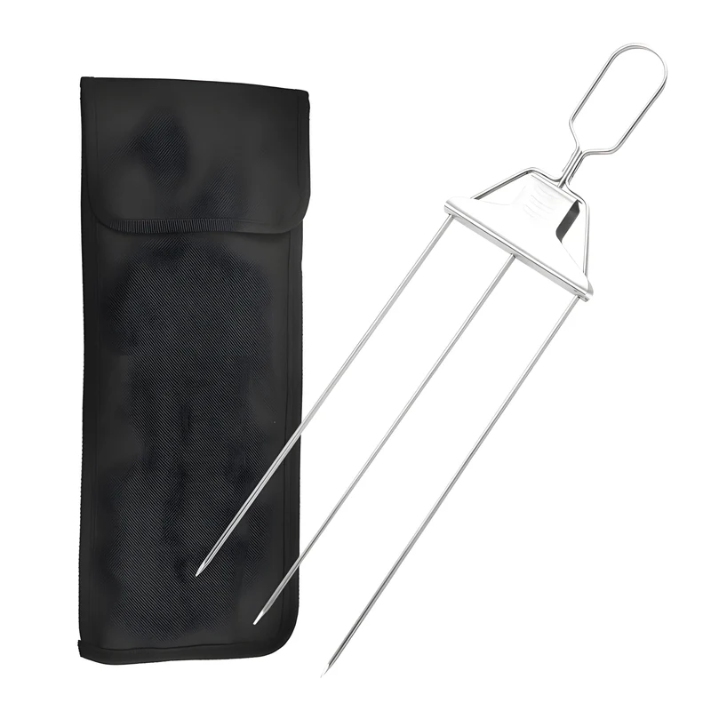 3-in-1 Grillspieße aus Edelstahl | gleichmäßiges Garen ohne Drehen | Food-Release System | inkl. Tasche & Silikonpinsel