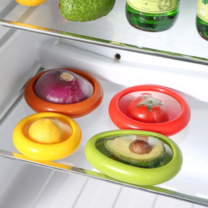 Frischebox Set 4-teilig für Obst & Gemüse | Zitronen-, Avocado-, Zwiebel- & Tomatenbox | Platzsparend, versiegelnd, lebensmittelecht