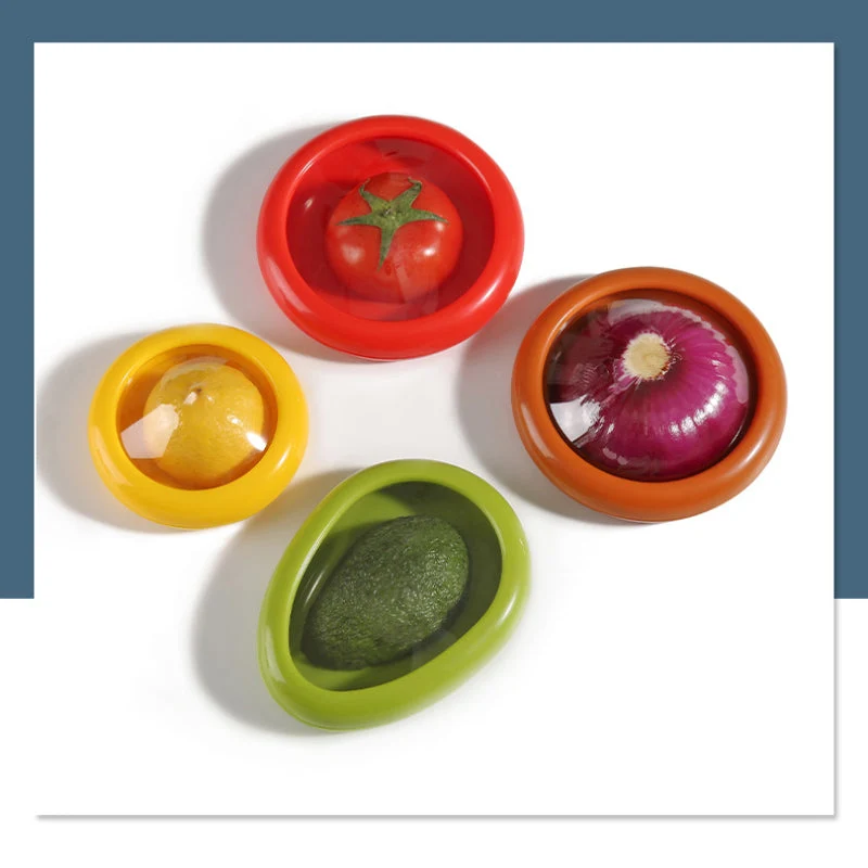 Frischebox Set 4-teilig für Obst & Gemüse | Zitronen-, Avocado-, Zwiebel- & Tomatenbox | Platzsparend, versiegelnd, lebensmittelecht
