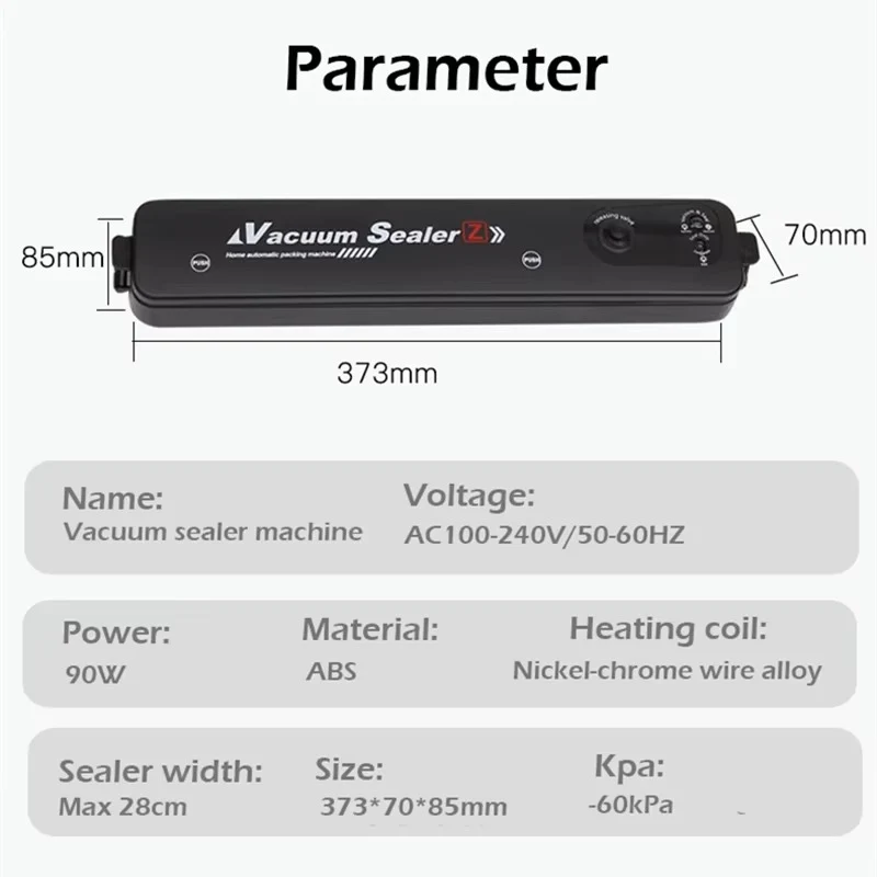 Vakuumierer mit One-Touch Bedienung | 90W, 60 kPa & kompakt | Hält Lebensmittel länger frisch, schützt vor Gefrierbrand