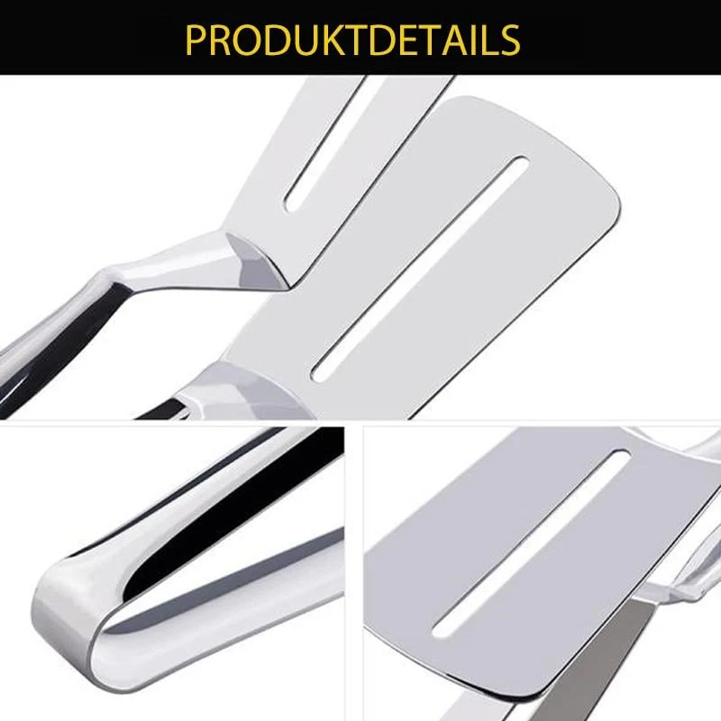2-in-1 Grill- & Küchenzange aus Edelstahl mit Pfannenwender | 304 Edelstahl | Wenden, Greifen & Servieren mit nur einem Werkzeug | 26,2 cm