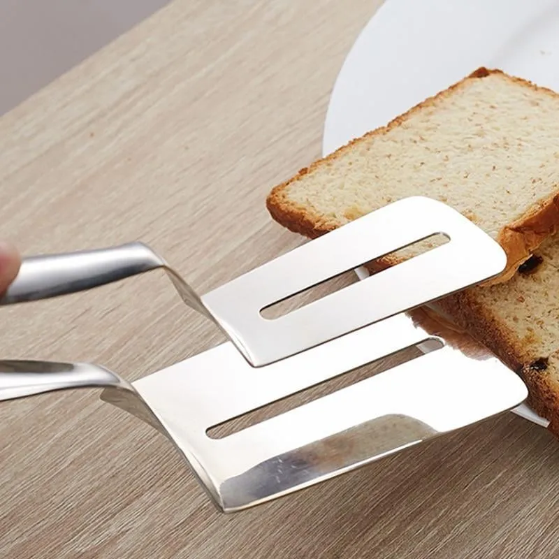 2-in-1 Grill- & Küchenzange aus Edelstahl mit Pfannenwender | 304 Edelstahl | Wenden, Greifen & Servieren mit nur einem Werkzeug | 26,2 cm