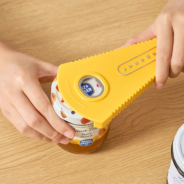 Multifunktionaler 6-in-1 Dosen- & Flaschenöffner mit Anti-Rutsch-Griff | Für Gläser, Flaschen & Verpackungen | 19×9 cm Küchenhelfer
