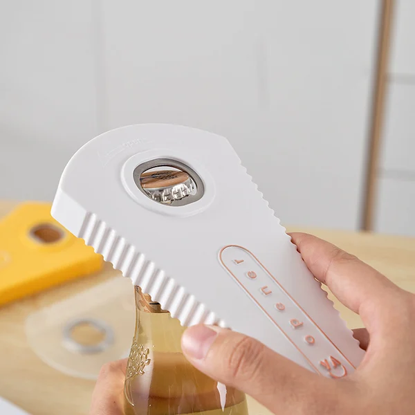 Multifunktionaler 6-in-1 Dosen- & Flaschenöffner mit Anti-Rutsch-Griff | Für Gläser, Flaschen & Verpackungen | 19×9 cm Küchenhelfer