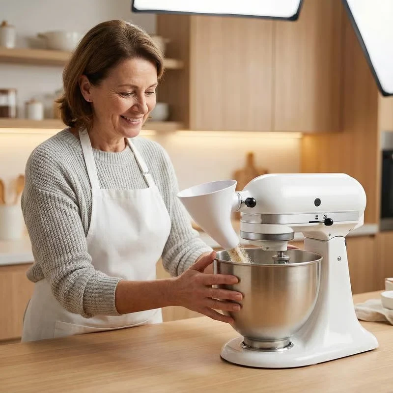 Mehltrichter für KitchenAid Mixer | Sauberes Einfüllen ohne Kleckern | Breite Öffnung für Mehl, Zucker & Flüssigkeiten