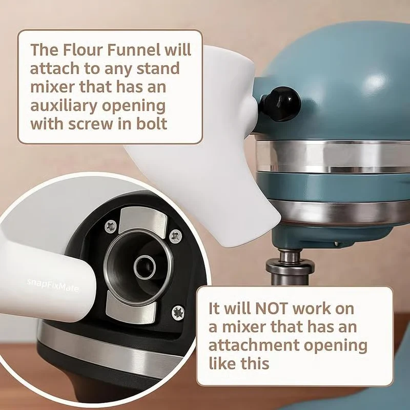 Mehltrichter für KitchenAid Mixer | Sauberes Einfüllen ohne Kleckern | Breite Öffnung für Mehl, Zucker & Flüssigkeiten