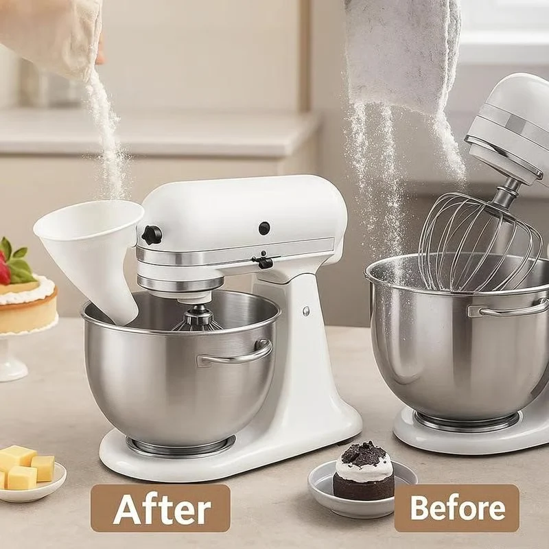 Mehltrichter für KitchenAid Mixer | Sauberes Einfüllen ohne Kleckern | Breite Öffnung für Mehl, Zucker & Flüssigkeiten