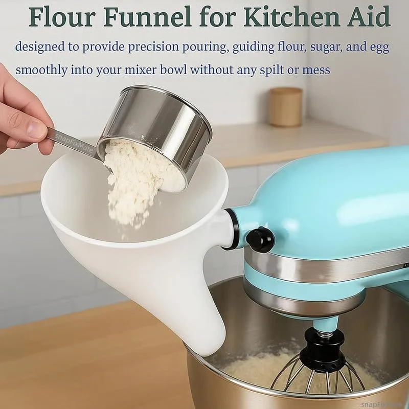 Mehltrichter für KitchenAid Mixer | Sauberes Einfüllen ohne Kleckern | Breite Öffnung für Mehl, Zucker & Flüssigkeiten