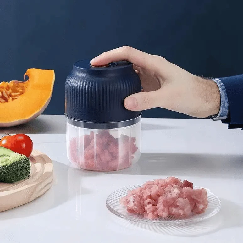Handlicher Lebensmittelzerkleinerer mit Druckknopf | Kompakter Küchenzerkleinerer für Zwiebeln, Gemüse & Fleisch