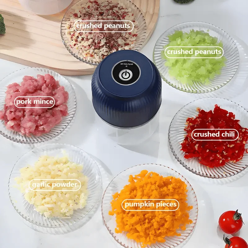 Handlicher Lebensmittelzerkleinerer mit Druckknopf | Kompakter Küchenzerkleinerer für Zwiebeln, Gemüse & Fleisch