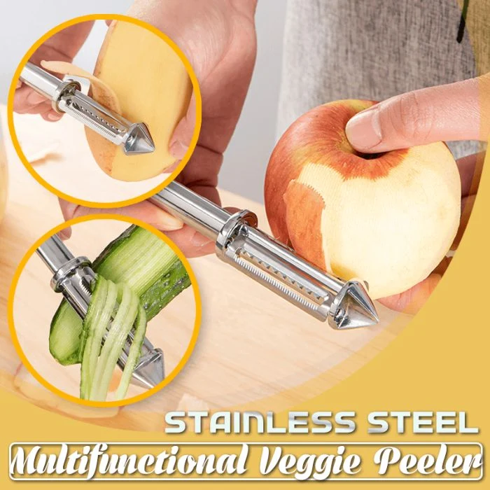 Gemüse-Schäler mit ultrascharfen Doppelklingen aus Edelstahl – SliceMaster Pro | Schälen & Julienne in 1 Tool | Rutschfester Griff