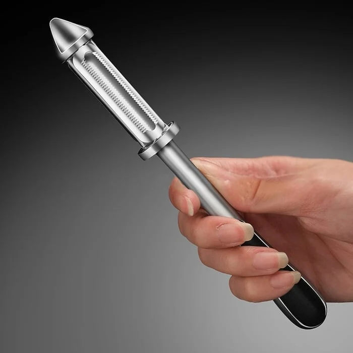 Gemüse-Schäler mit ultrascharfen Doppelklingen aus Edelstahl – SliceMaster Pro | Schälen & Julienne in 1 Tool | Rutschfester Griff