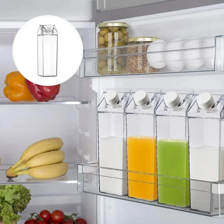 Trinkflasche im Milchpackungs-Design 500/1000 ml – HydraCube | 100% auslaufsicher, BPA-frei | Füllstand sofort sichtbar