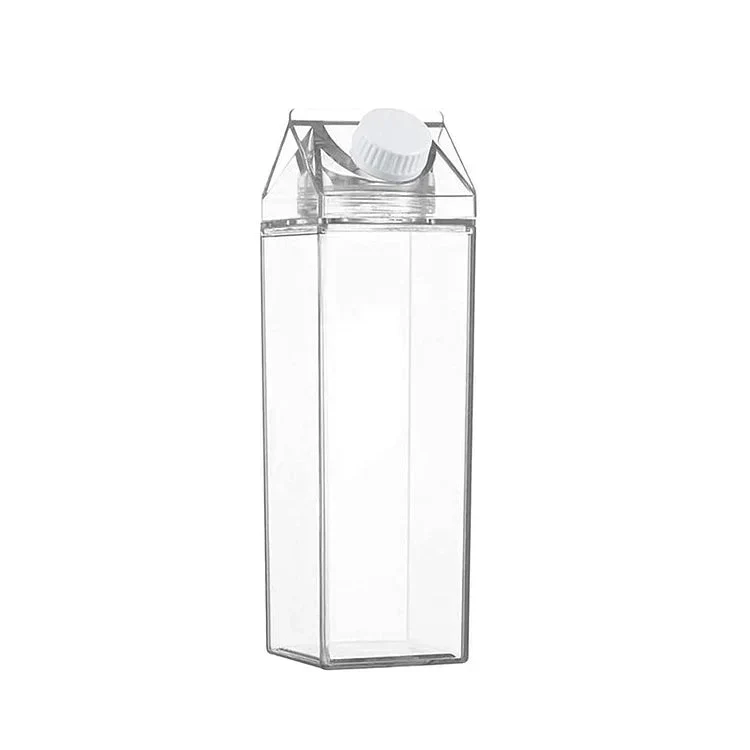Trinkflasche im Milchpackungs-Design 500/1000 ml – HydraCube | 100% auslaufsicher, BPA-frei | Füllstand sofort sichtbar