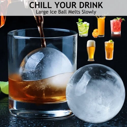 Eiswürfelform für große Eiskugeln – FrostVibe Set (2 Stück) | Langsam schmelzend für Whiskey & Cocktails | BPA-frei, spülmaschinenfest