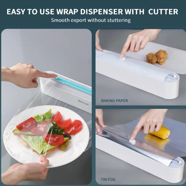 Folienspender mit Präzisions-Schneider für Frischhaltefolie & Alufolie | Für 15–30 cm Rollen | Magnetdeckel, Saugnäpfe, kompakt