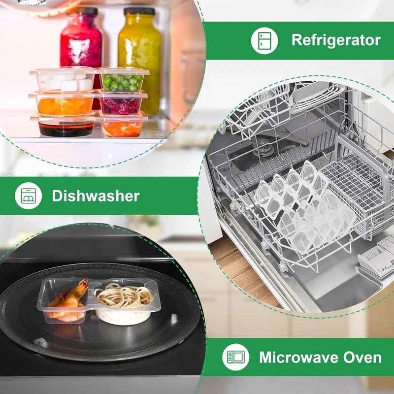 Saucenbox mit 2 Fächern – auslaufsicher & getrennt transportieren | BPA-frei | Mikrowelle, Spülmaschine & Gefrierfach (-20 bis 120°C)
