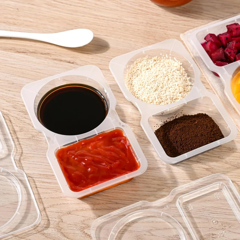 Saucenbox mit 2 Fächern – auslaufsicher & getrennt transportieren | BPA-frei | Mikrowelle, Spülmaschine & Gefrierfach (-20 bis 120°C)