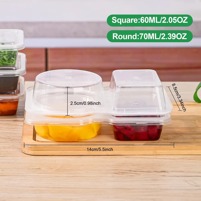 Saucenbox mit 2 Fächern – auslaufsicher & getrennt transportieren | BPA-frei | Mikrowelle, Spülmaschine & Gefrierfach (-20 bis 120°C)