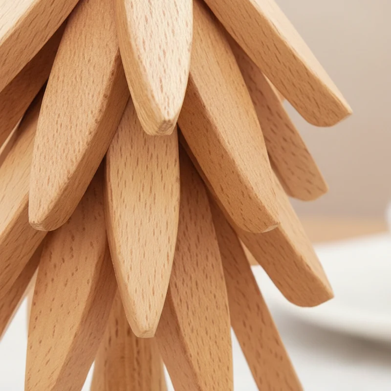 Holz-Untersetzer Set mit Halter | 3 Hitzebeständige Topfuntersetzer aus Hartholz | Stapelbar für Küche & Esstisch