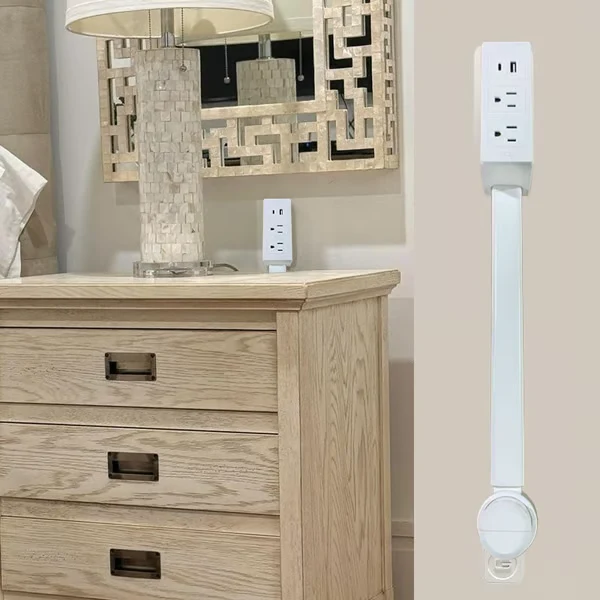 Mehrfach Ladegerät mit USB-A & USB-C | Steckdosenverlängerung mit Flexarm 70 cm | Handyhalter & 180° Drehbar