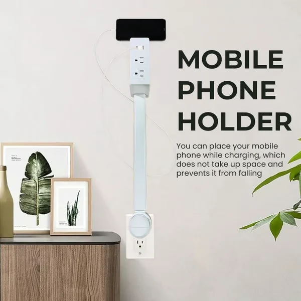 Mehrfach Ladegerät mit USB-A & USB-C | Steckdosenverlängerung mit Flexarm 70 cm | Handyhalter & 180° Drehbar