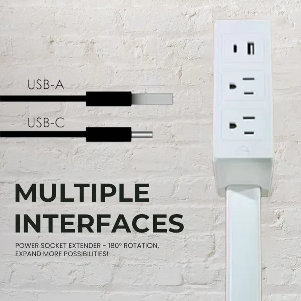 Mehrfach Ladegerät mit USB-A & USB-C | Steckdosenverlängerung mit Flexarm 70 cm | Handyhalter & 180° Drehbar