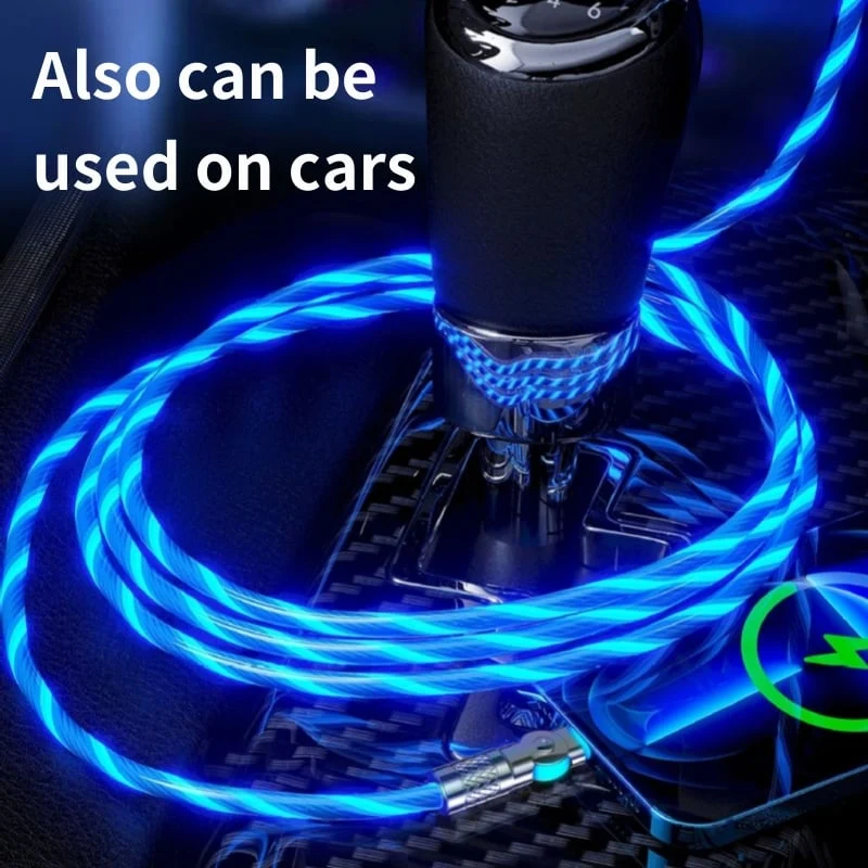 Schnellladekabel mit LED-Lichteffekt | 540° drehbarer Stecker | USB Kabel mit Schnellladung