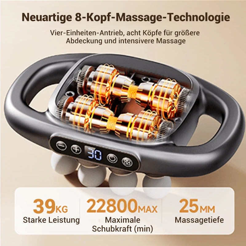 Massagepistole mit 8 Aufsätzen | 16-Stufen Leistung | Tiefe Muskelentspannung | Tragbar & Wiederaufladbar