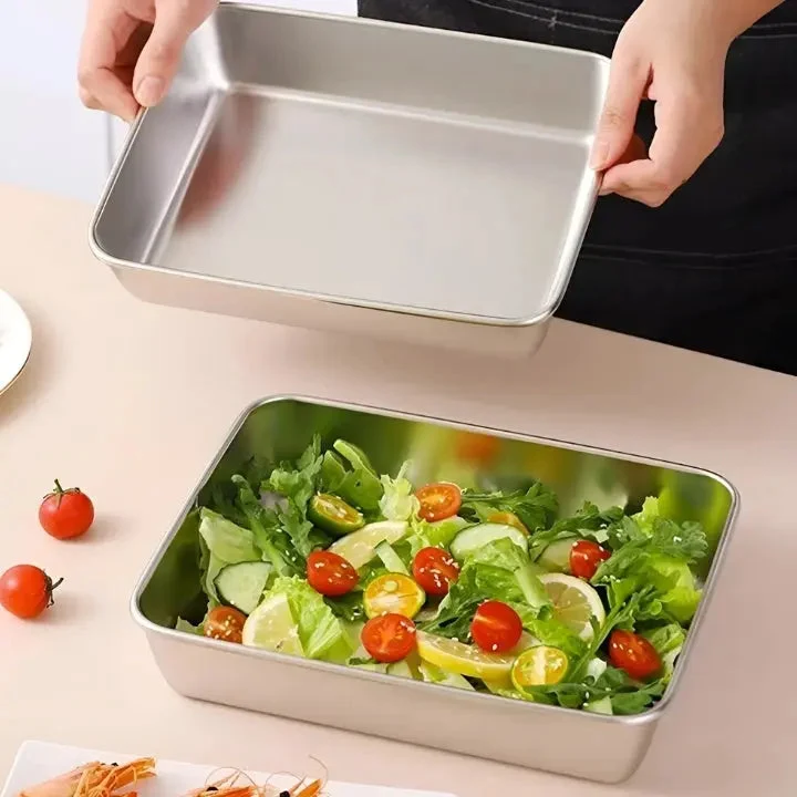 Mikrowellengeeignete Edelstahl-Lebensmittelbehälter mit Deckel | Auslaufsicher & spülmaschinenfest | Meal Prep & Aufbewahrung (2+1 Set)
