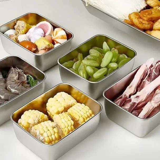 Mikrowellengeeignete Edelstahl-Lebensmittelbehälter mit Deckel | Auslaufsicher & spülmaschinenfest | Meal Prep & Aufbewahrung (2+1 Set)