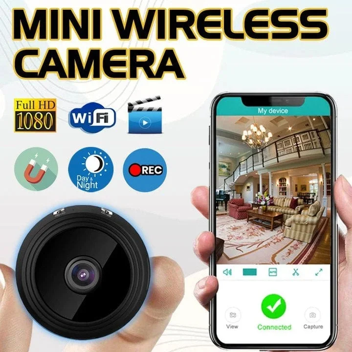 Drahtlose Mini Kamera | 1080P HD & Bewegungserkennung | WLAN Überwachungskamera mit Audio & Nachtsicht